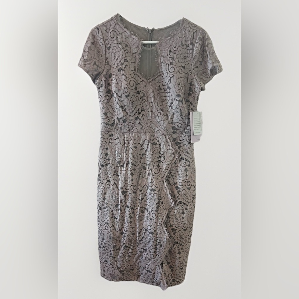 Elegant Lace Overlay Dress in purple